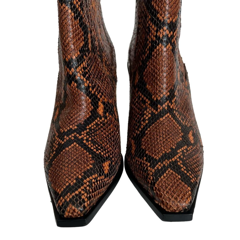 Aeyde Leather Snake Print Western Ankle Boots Size 39 EU - Picture 4 of 11